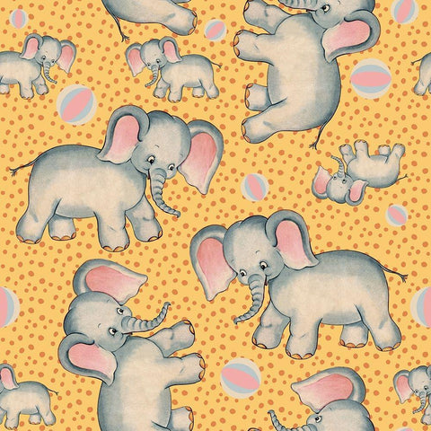 Cute Baby Elephant Pattern White Modern Wood Framed Art Print with Double Matting by Lavoie, Tina