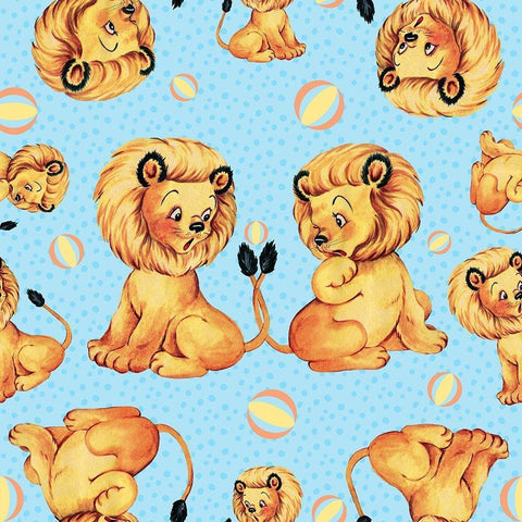 Cute Baby Lion Pattern White Modern Wood Framed Art Print with Double Matting by Lavoie, Tina