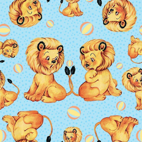 Cute Baby Lion Pattern Black Modern Wood Framed Art Print with Double Matting by Lavoie, Tina
