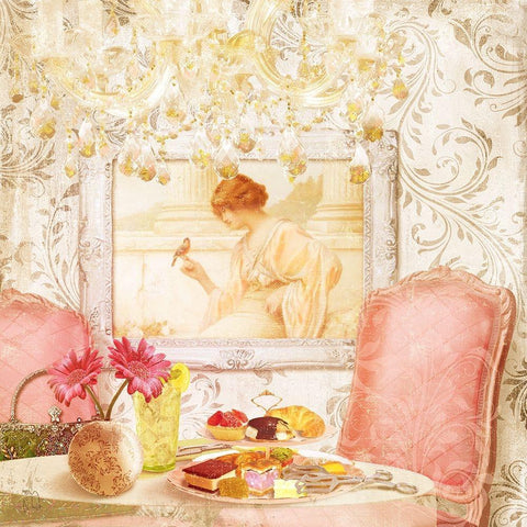 Hotel Regina Paris Tearoom Lunch Gold Ornate Wood Framed Art Print with Double Matting by Lavoie, Tina