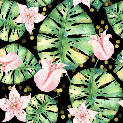 Tropical Monstera Floral Pattern White Modern Wood Framed Art Print by Lavoie, Tina