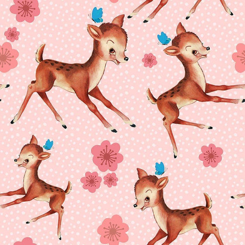 Cute Baby Deer Pattern White Modern Wood Framed Art Print by Lavoie, Tina