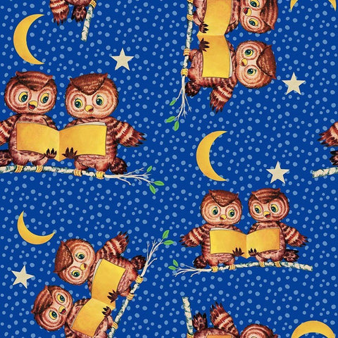 Cute Baby Owls Starry Night Pattern White Modern Wood Framed Art Print by Lavoie, Tina