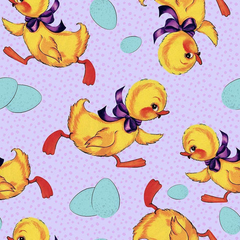 Cute Ducking Pattern White Modern Wood Framed Art Print with Double Matting by Lavoie, Tina