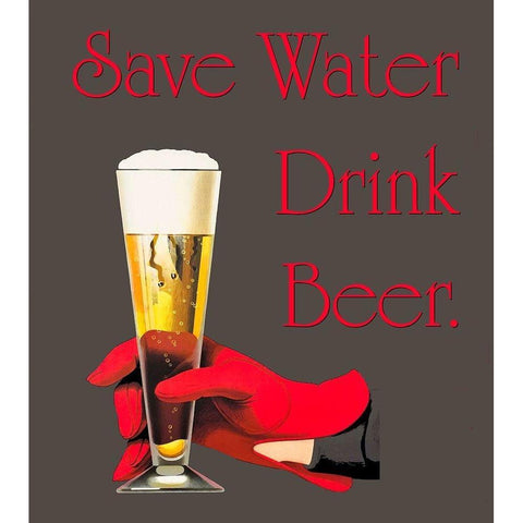 Save Water Drink Beer Black Modern Wood Framed Art Print with Double Matting by Lavoie, Tina