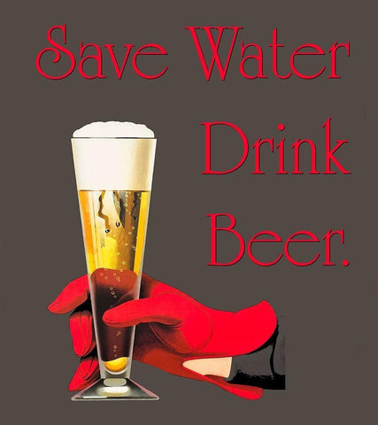 Save Water Drink Beer Black Ornate Wood Framed Art Print with Double Matting by Lavoie, Tina