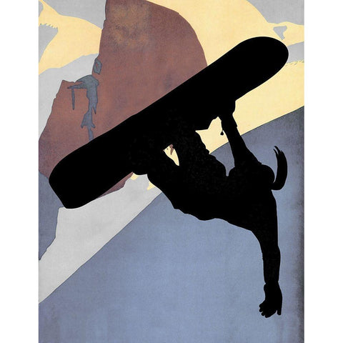 Snowboarding Betty Evening Light Black Modern Wood Framed Art Print with Double Matting by Lavoie, Tina