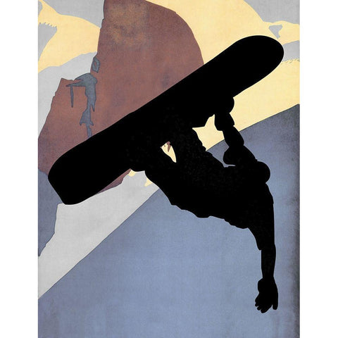 Snowboarding Dude Evening Light White Modern Wood Framed Art Print by Lavoie, Tina