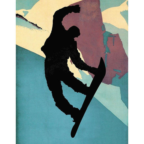 Snowboarding Dude Morning Light White Modern Wood Framed Art Print by Lavoie, Tina