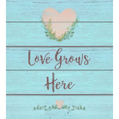 Love Grows Here Gold Ornate Wood Framed Art Print with Double Matting by Lavoie, Tina