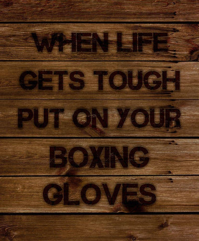 When Life Gets Tough Put On Your Boxing Gloves Black Ornate Wood Framed Art Print with Double Matting by Lavoie, Tina