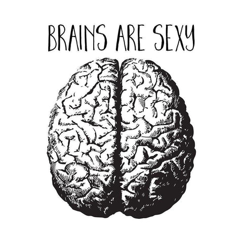 Brains are Sexy black Black Modern Wood Framed Art Print by Lavoie, Tina