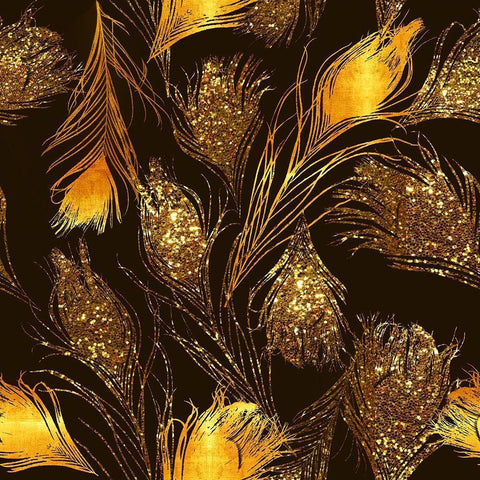 Luxe Feather Pattern Gold Ornate Wood Framed Art Print with Double Matting by Lavoie, Tina