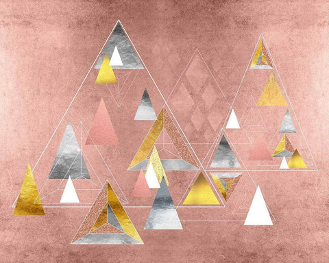 Park Avenue Abstract Geometric Christmas Trees Black Ornate Wood Framed Art Print with Double Matting by Lavoie, Tina
