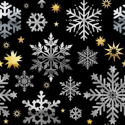 Park Avenue Snowflake Pattern Black Modern Wood Framed Art Print by Lavoie, Tina