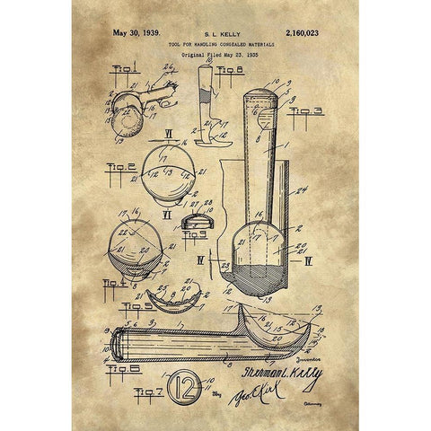 Ice Cream Scoop Blueprint - Industrial Farmhouse Black Modern Wood Framed Art Print with Double Matting by Lavoie, Tina