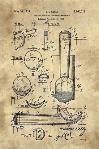 Ice Cream Scoop Blueprint - Industrial Farmhouse Black Ornate Wood Framed Art Print with Double Matting by Lavoie, Tina