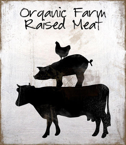 Organic Farm Raised Meat White Modern Wood Framed Art Print with Double Matting by Lavoie, Tina