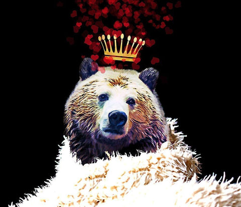 Royal Love Grizzly Bear White Modern Wood Framed Art Print with Double Matting by Lavoie, Tina