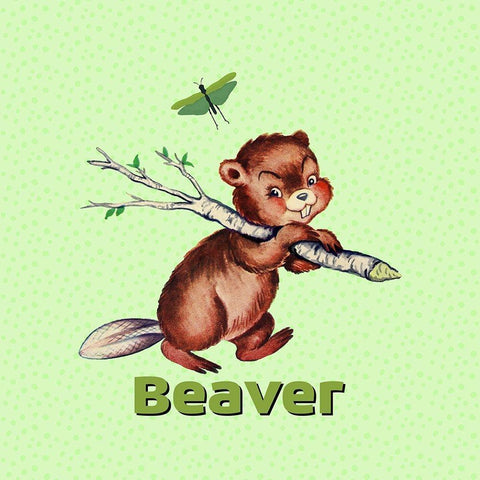 Cute Baby Beaver Gold Ornate Wood Framed Art Print with Double Matting by Lavoie, Tina