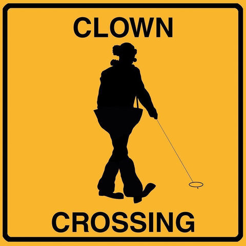 Clown Crossing Black Modern Wood Framed Art Print with Double Matting by Lavoie, Tina