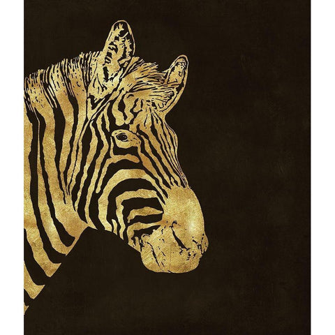 Golden Zebra Gold Ornate Wood Framed Art Print with Double Matting by Lavoie, Tina