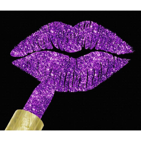 Purple Glitter Lipstick Black Modern Wood Framed Art Print with Double Matting by Lavoie, Tina