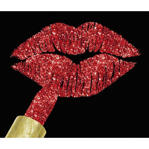 Red Glitter Lipstick White Modern Wood Framed Art Print by Lavoie, Tina