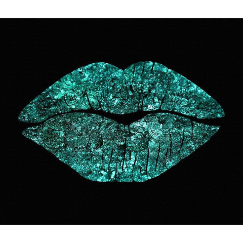 Teal Glitter Kiss Gold Ornate Wood Framed Art Print with Double Matting by Lavoie, Tina