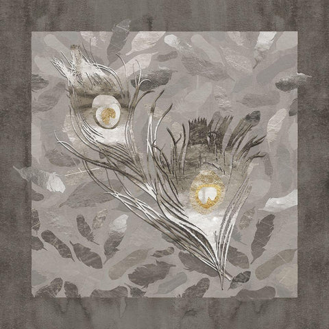 Platinum Feathers Gold Ornate Wood Framed Art Print with Double Matting by Lavoie, Tina