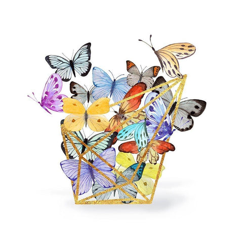 Butterfly Terrarium White Modern Wood Framed Art Print by Lavoie, Tina