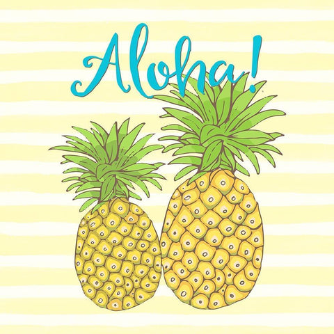 Pineapple Aloha White Modern Wood Framed Art Print with Double Matting by Lavoie, Tina