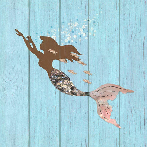 Swimming With The Fishes I White Modern Wood Framed Art Print with Double Matting by Lavoie, Tina