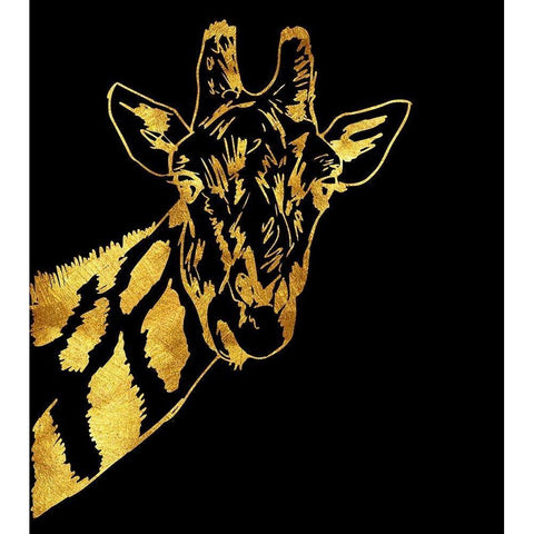 Golden Giraffe Black Modern Wood Framed Art Print with Double Matting by Lavoie, Tina