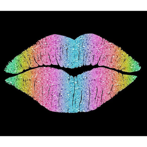 Rainbow Kissing Lips White Modern Wood Framed Art Print by Lavoie, Tina