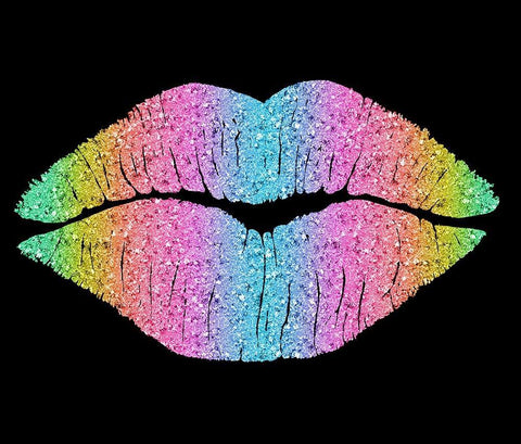 Rainbow Kissing Lips Black Ornate Wood Framed Art Print with Double Matting by Lavoie, Tina