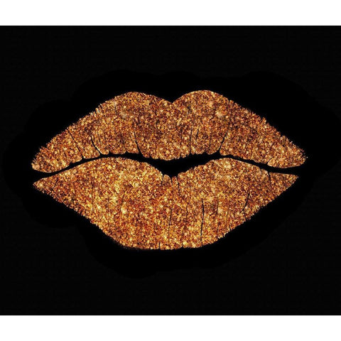 Copper Glitter Kiss Black Modern Wood Framed Art Print with Double Matting by Lavoie, Tina