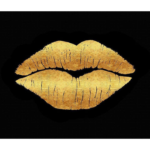 Gold Leaf Kiss White Modern Wood Framed Art Print by Lavoie, Tina