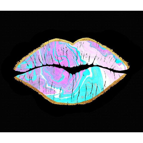 Marble and Gold Lips White Modern Wood Framed Art Print by Lavoie, Tina