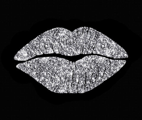 Silver Glitter Kiss Black Ornate Wood Framed Art Print with Double Matting by Lavoie, Tina