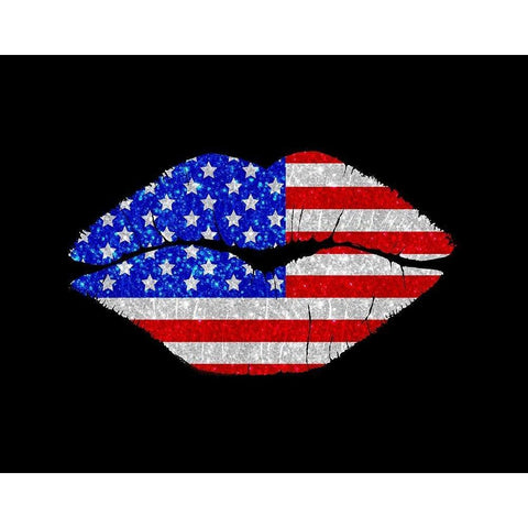 Patriotic Lips II Gold Ornate Wood Framed Art Print with Double Matting by Lavoie, Tina