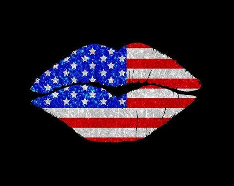 Patriotic Lips II White Modern Wood Framed Art Print with Double Matting by Lavoie, Tina