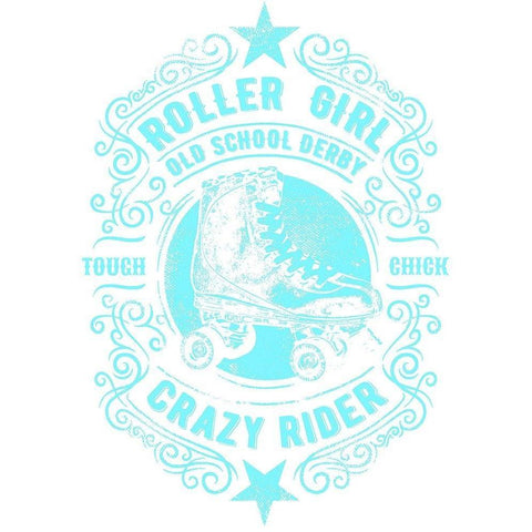 Roller Girl Aqua Tee White Modern Wood Framed Art Print by Lavoie, Tina