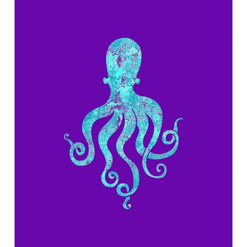 Sponge Octopus Aqua White Modern Wood Framed Art Print by Lavoie, Tina