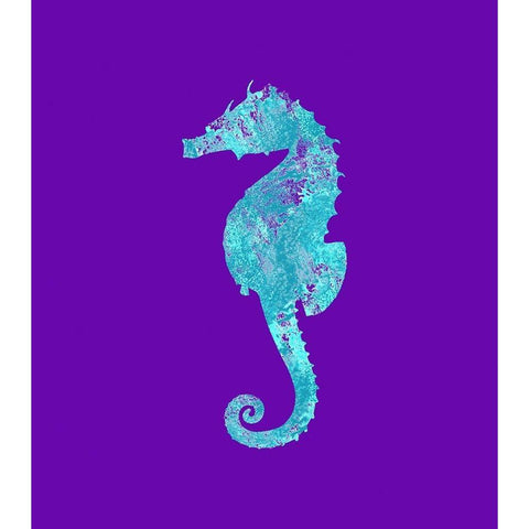 Sponge Seahorse Aqua White Modern Wood Framed Art Print by Lavoie, Tina