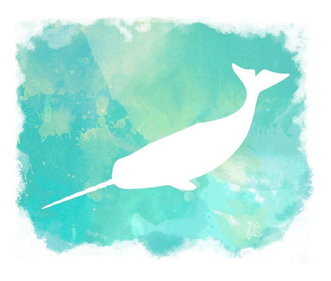 Heart of the Sea Narwhal White Modern Wood Framed Art Print with Double Matting by Lavoie, Tina