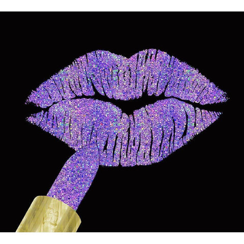 Iridescent Glitter Kiss Lavender Black Modern Wood Framed Art Print with Double Matting by Lavoie, Tina