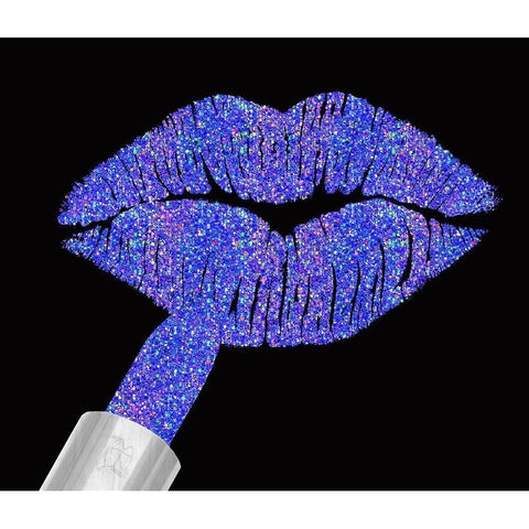 Iridescent Glitter Lips Purple Black Modern Wood Framed Art Print by Lavoie, Tina