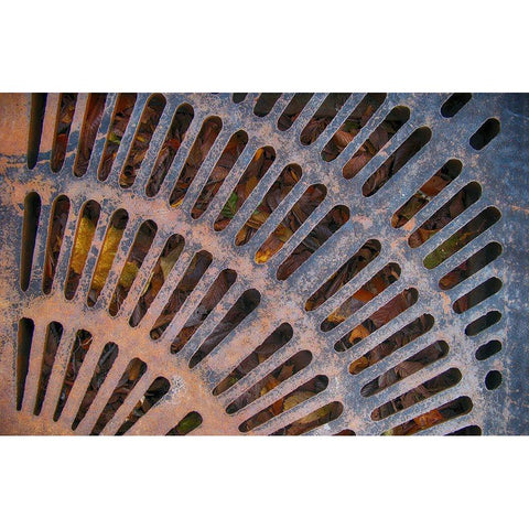 Old Montreal Metal Grate 01 Gold Ornate Wood Framed Art Print with Double Matting by Lavoie, Tina