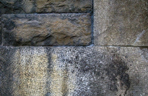 Old Montreal Stone Wall 01 Black Ornate Wood Framed Art Print with Double Matting by Lavoie, Tina